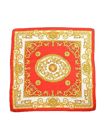 Versace Women's Baroque-Inspired Silk Scarf in Red, White, And Gold (view 1)