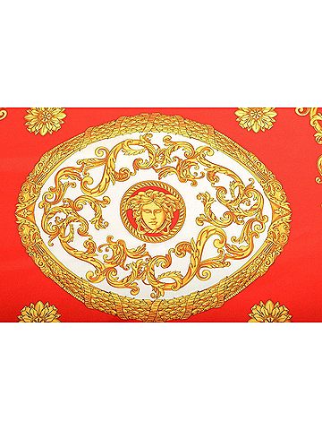 Versace Women's Baroque-Inspired Silk Scarf in Red, White, And Gold (view 2)