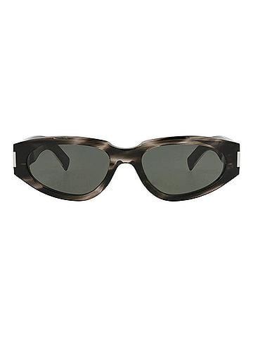 Saint Laurent Women's Round-Frame Recycled Acetate Sunglasses in Black (view 1)