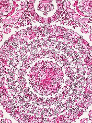 Versace Women's Baroque-Inspired Silk Scarf in White And Pink (view 2)