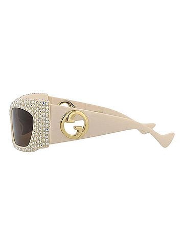 Gucci Women's Shield-Frame Recycled Acetate Sunglasses in White (view 1)