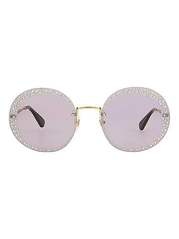 Gucci Women's Round-Frame Metal Sunglasses in Purple (view 1)