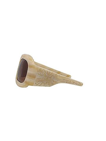 Gucci Women's Shield-Frame Acetate Sunglasses in Beige (view 1)