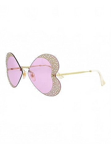 Gucci Women's Cat Eye-Frame Metal Sunglasses in Pink (view 2)