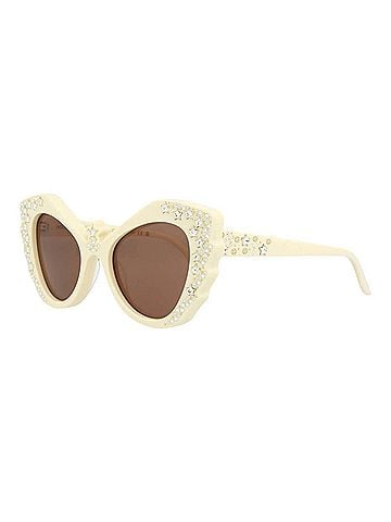 Gucci Women's Cat Eye-Frame Acetate Sunglasses in White (view 2)