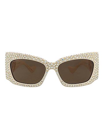 Gucci Women's Shield-Frame Recycled Acetate Sunglasses in White (view 2)