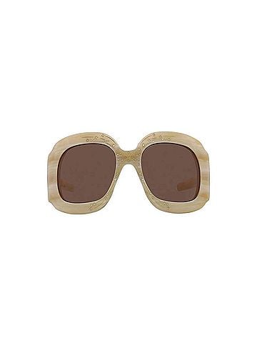 Gucci Women's Shield-Frame Acetate Sunglasses in Beige (view 2)