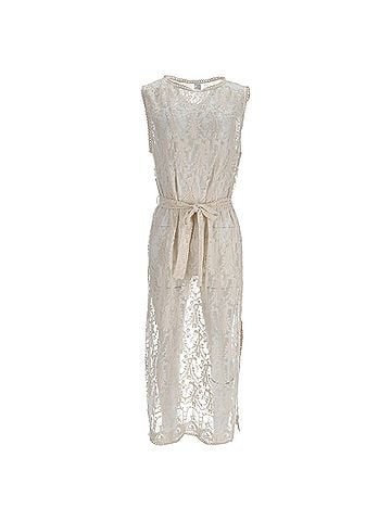 Zimmermann Zimmermann Lace Midi Dress in White Nylon (view 1)