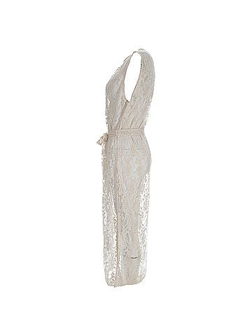 Zimmermann Zimmermann Lace Midi Dress in White Nylon (view 2)
