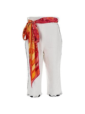 Zimmermann Zimmermann Belted Straight-Leg Cropped Pants in White Cotton (view 1)