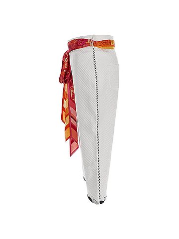 Zimmermann Zimmermann Belted Straight-Leg Cropped Pants in White Cotton (view 2)