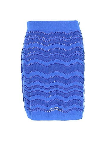 Missoni Missoni Zig-Zag Patterned Mini Skirt in Blue Viscose (view 1)