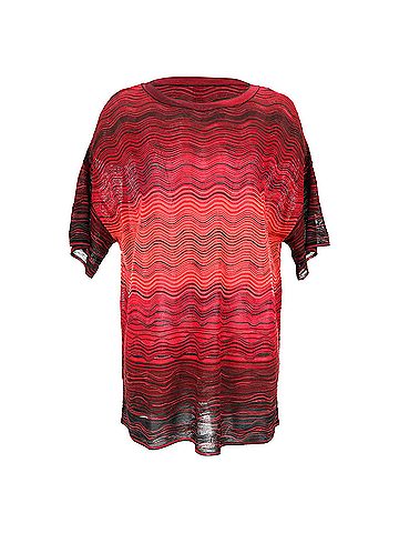 Missoni M Missoni Wave Pattern Knit Oversized Top in Red Viscose (view 1)