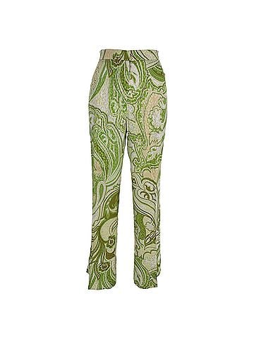 ETRO Etro Paisley-Print Trousers in Green Silk (view 1)