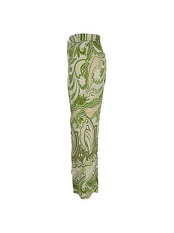 ETRO Etro Paisley-Print Trousers in Green Silk (view 2)