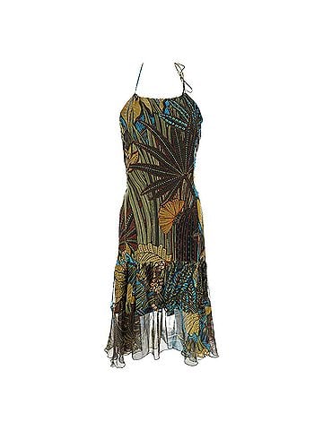 Max Mara Max Mara Printed Halter Midi Dress in Green Silk (view 1)