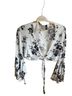 Windsor Floral White Black Long Sleeve Blouse Size M - photo 3