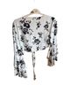 Windsor Floral White Black Long Sleeve Blouse Size M - photo 2