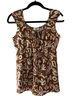 Gilli 100% Polyester 100% Polyester Floral Brown White Short Sleeve Blouse Size S - photo 1