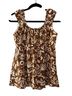 Gilli 100% Polyester 100% Polyester Floral Brown White Short Sleeve Blouse Size S - photo 2