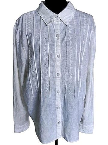 Joie Pintuck Button-Front Blouse Long Sleeve T-Shirt (view 1)