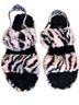 Ugg 100% Sheepskin Animal Print Zebra Print Pink Black Sandals Size 8 - photo 2