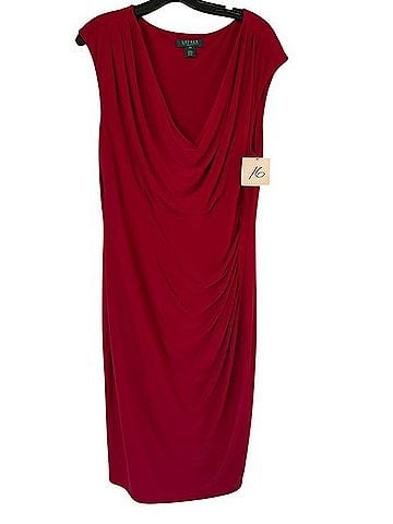Ralph Lauren Draped Cowl-Neck Midi Dress Casual Dress (view 1)