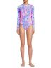 Lilly Pulitzer Floral Pink Blue Purple Orange One Piece Swimsuit Size 2 - photo 3