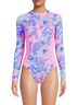 Lilly Pulitzer Floral Pink Blue Purple Orange One Piece Swimsuit Size 2 - photo 1