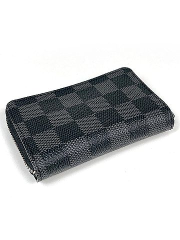 Louis Vuitton Louis Vuitton Zippy Coin Purse, Round Zip Wallet/Coin Case, Damier Graphite, Black, N63076, Men's (view 2)