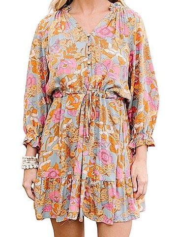AaKaa Boho Floral Mini Dress Casual Dress (view 2)