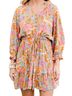 AaKaa 100% Rayon Floral Pink Orange Blue Casual Dress Size S - photo 2