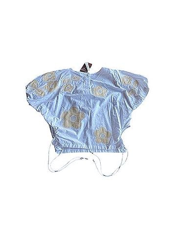 Madewell Poplin Puffy Sleeve Embroidered Flower Top Short Sleeve T-Shirt (view 2)