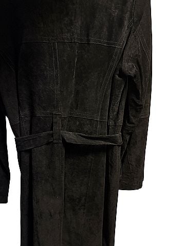 Karen Kane Black Suede Double-Breasted Trench Coat Trenchcoat (view 1)