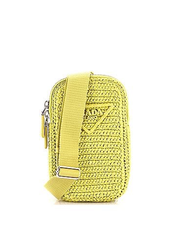 Prada Zip Phone Holder Crossbody Bag Raffia (view 1)