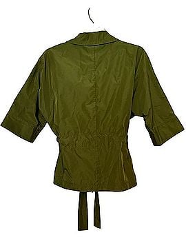 Talbots Green Drawstring Waist Jacket Trenchcoat (view 2)