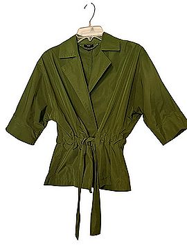 Talbots Green Drawstring Waist Jacket Trenchcoat (view 1)