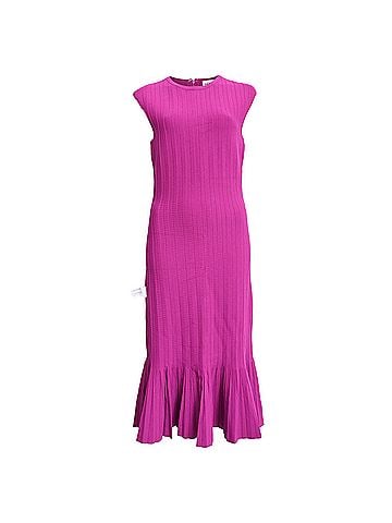 Herve Leger Hervé Léger Bridget Ribbed Pleated Dress in Purple Rayon (view 1)