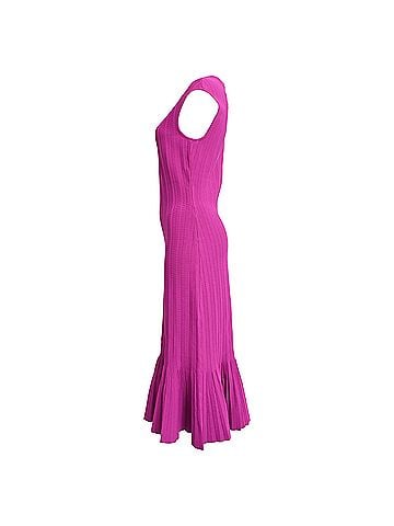 Herve Leger Hervé Léger Bridget Ribbed Pleated Dress in Purple Rayon (view 2)