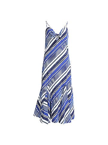 Ralph Lauren Ralph Lauren Striped Flared Midi Dress in Blue Cotton (view 1)