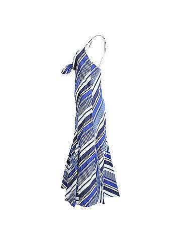 Ralph Lauren Ralph Lauren Striped Flared Midi Dress in Blue Cotton (view 2)