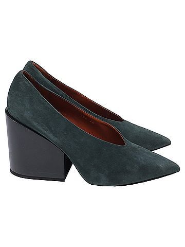 Acne Acne Studios Alvara Pointed-Toe Pumps in Olive Suede (view 1)