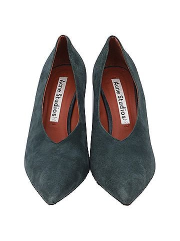 Acne Acne Studios Alvara Pointed-Toe Pumps in Olive Suede (view 2)