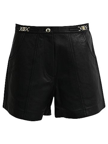 Maje Maje Imori High-Waisted Shorts in Black Leather (view 1)