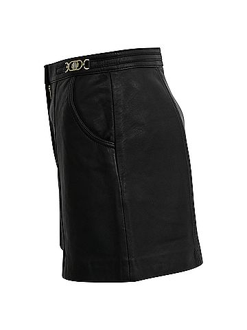 Maje Maje Imori High-Waisted Shorts in Black Leather (view 2)