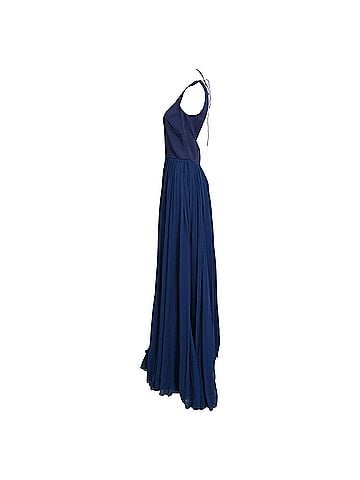 Emilio Pucci Emilio Pucci Pleated Maxi Dress in Navy Blue Silk (view 2)