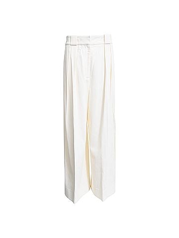 Khaite Khaite Pleated Wide-Leg Trousers in White Viscose (view 1)