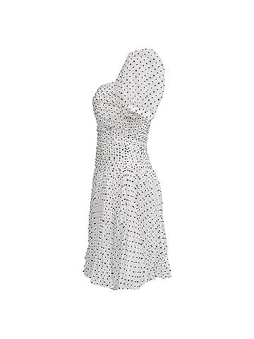 Self-Portrait Self-Portrait Flocked Polka Dot Printed Mini Dress in White Polyester (view 2)