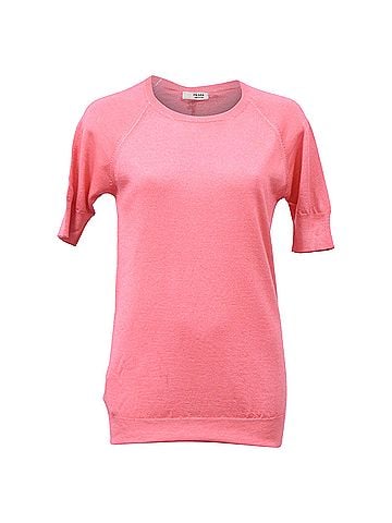 Prada Prada Knitted Short Sleeve Sweater in Pink Cotton (view 1)