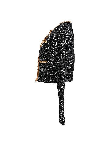 Self-Portrait Self-Portrait Sequined Knit Cropped Cardigan in Black Polyester (view 2)